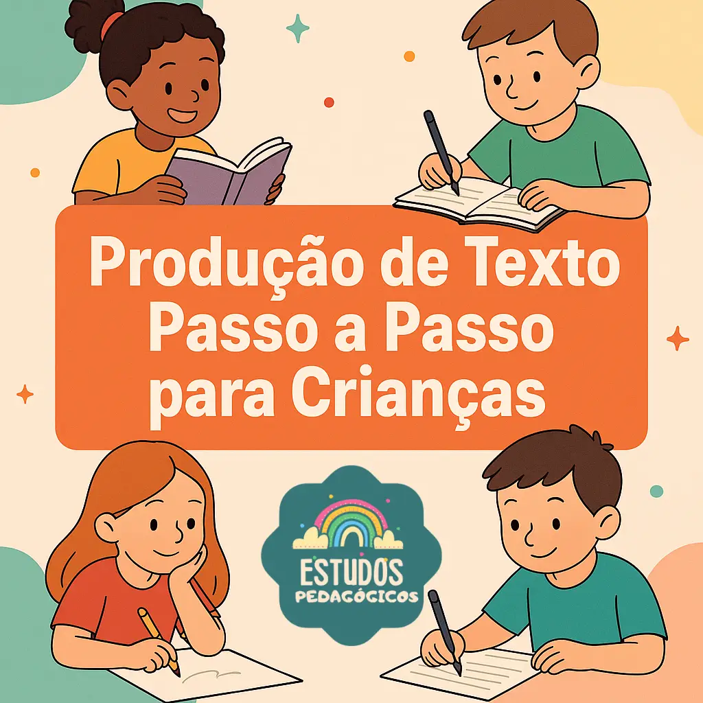 Crianças escrevendo texto